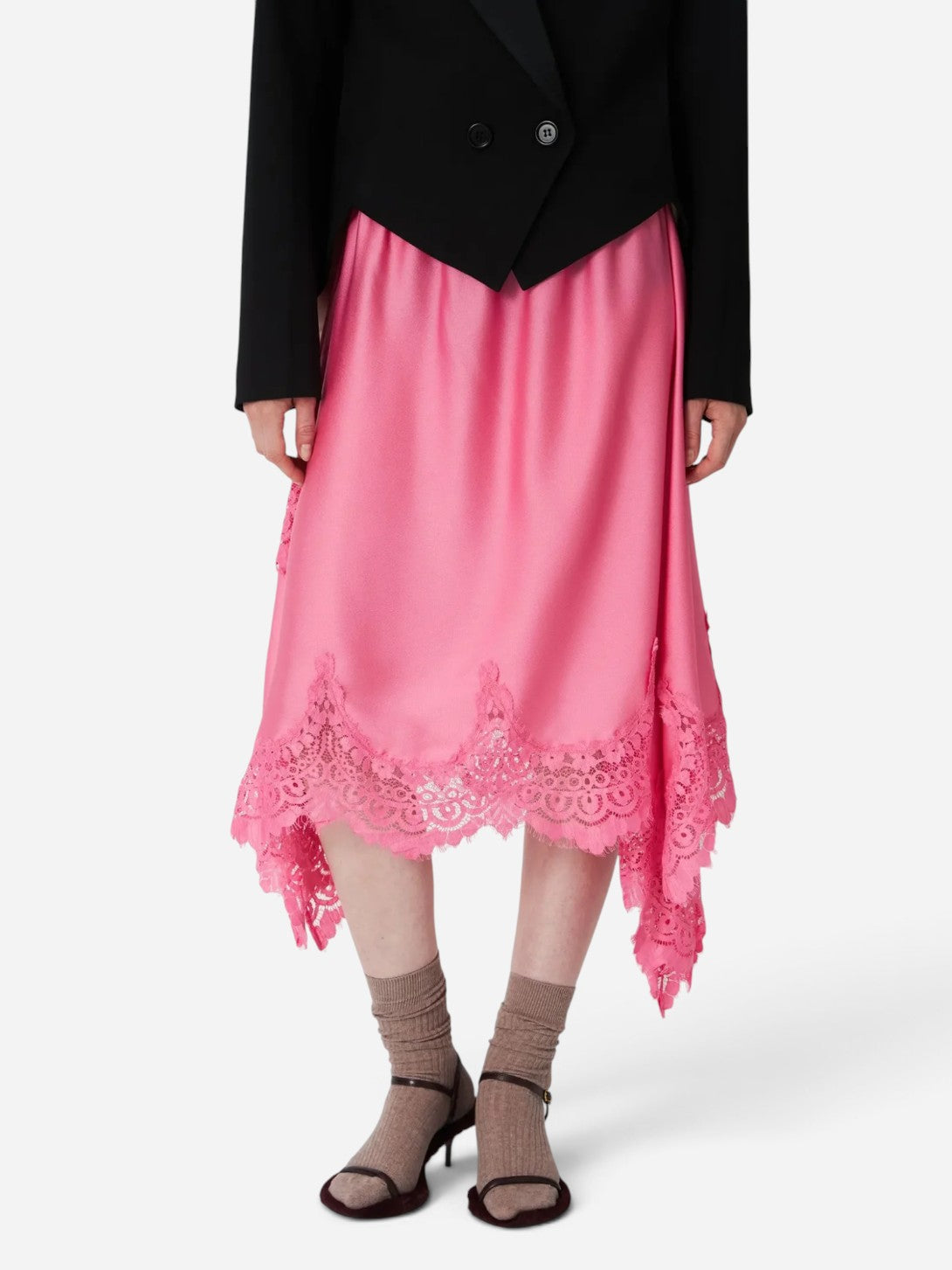 Amazing Pink Asymetric Lace Trimmed Skirt Stella Nova Clothing