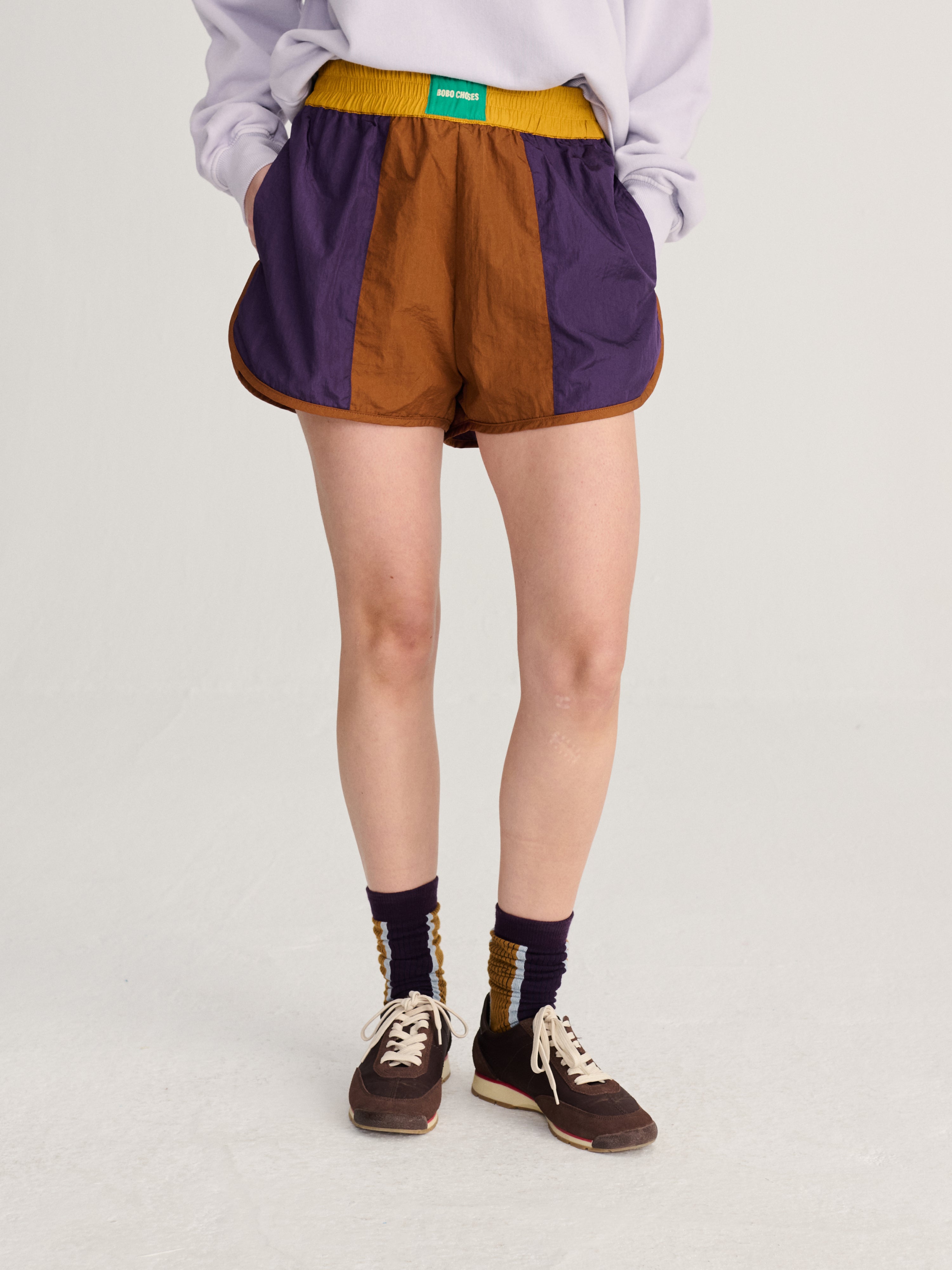 Brown Colorblock Technical Shorts Womens Shorts Bobo Choses 