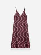 Burgundy Red Wavy Viscose Dress Womens Wavy Shoulder Strap Dress Bobo Choses 