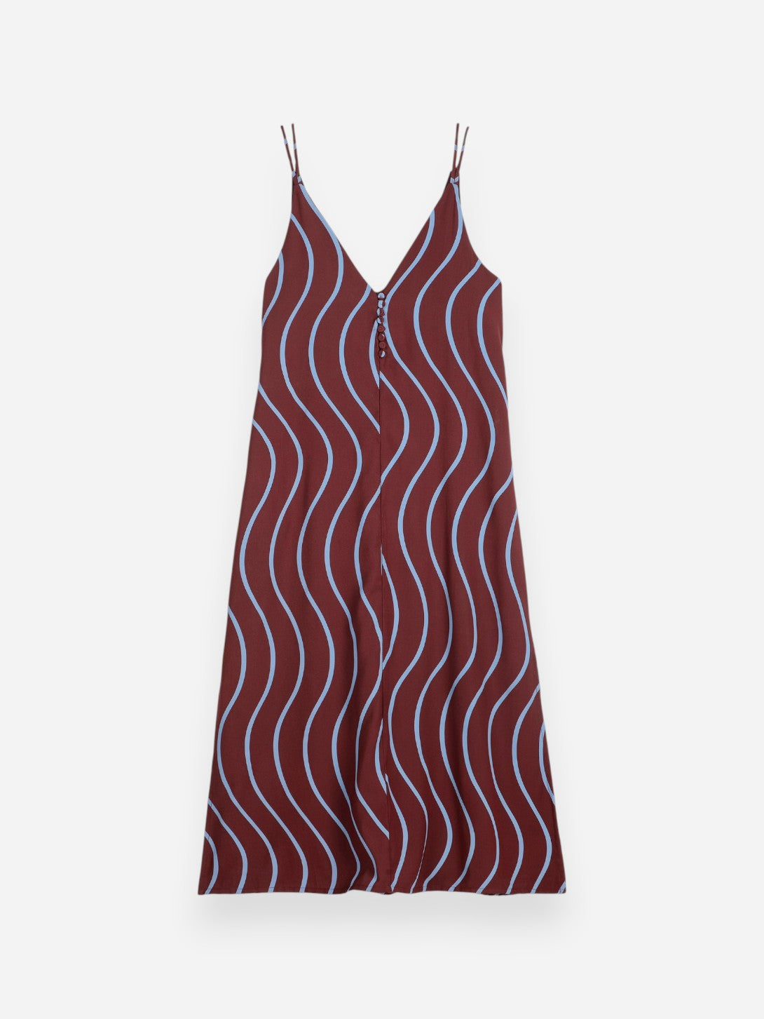 Burgundy Red Wavy Viscose Dress Womens Wavy Shoulder Strap Dress Bobo Choses 