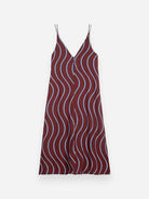 Burgundy Red Wavy Viscose Dress Womens Wavy Shoulder Strap Dress Bobo Choses 