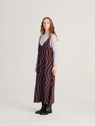 Burgundy Red Wavy Viscose Dress Womens Wavy Shoulder Strap Dress Bobo Choses 