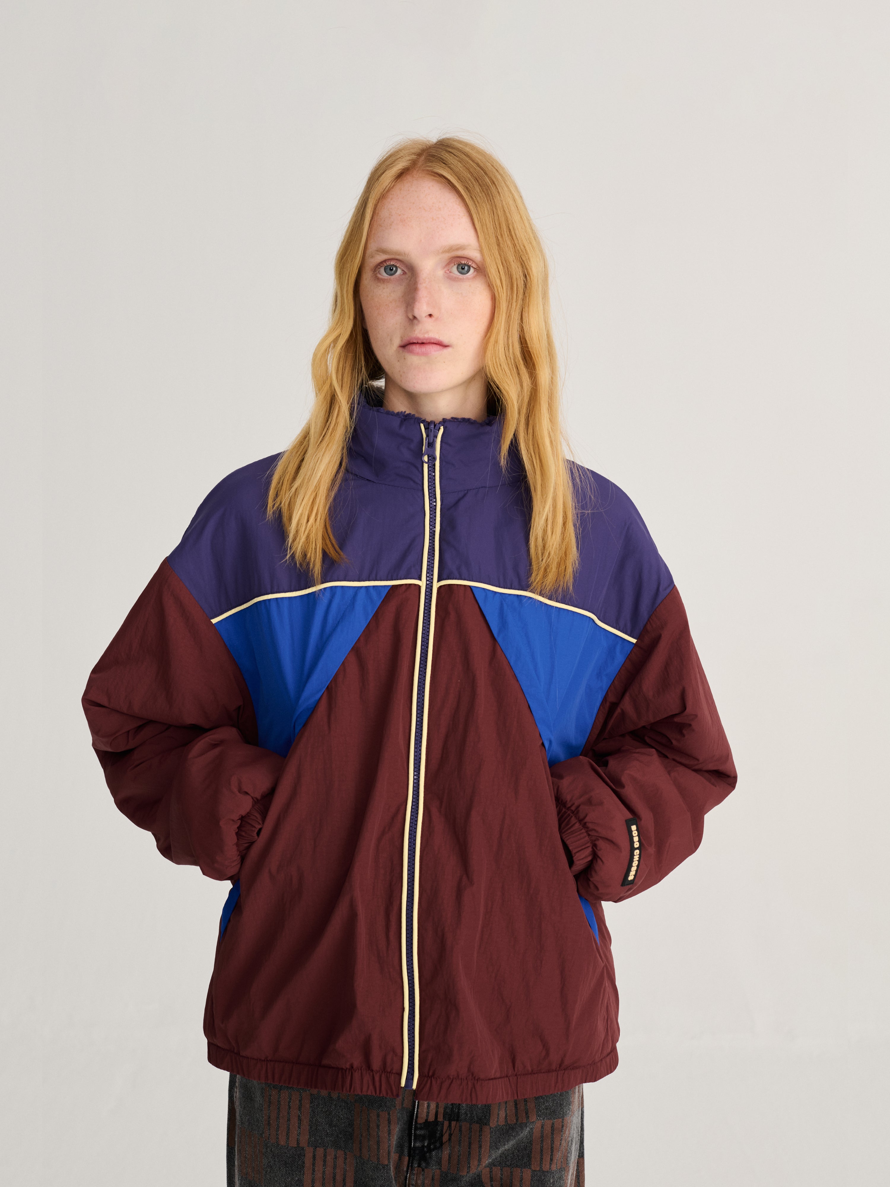 Multicolor Reversible Track Jacket womens Zip Up Lightweight Jacket Bobo Choses 