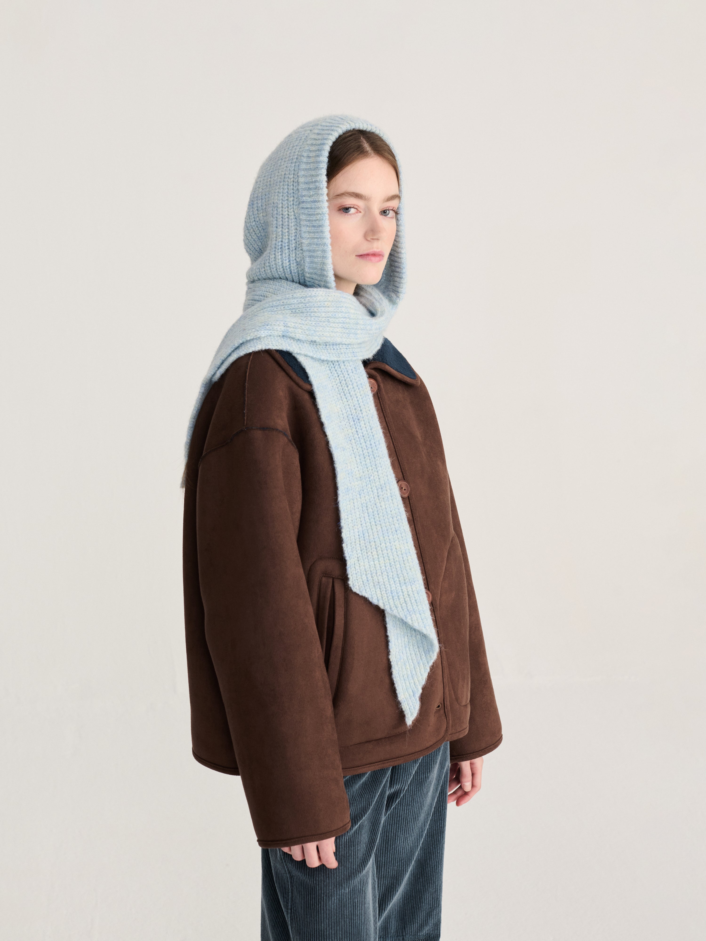 Light Blue Hooded Scarf Womens Soft Light Knit Hooded Scarf Womens Headwear Bobo Choses 