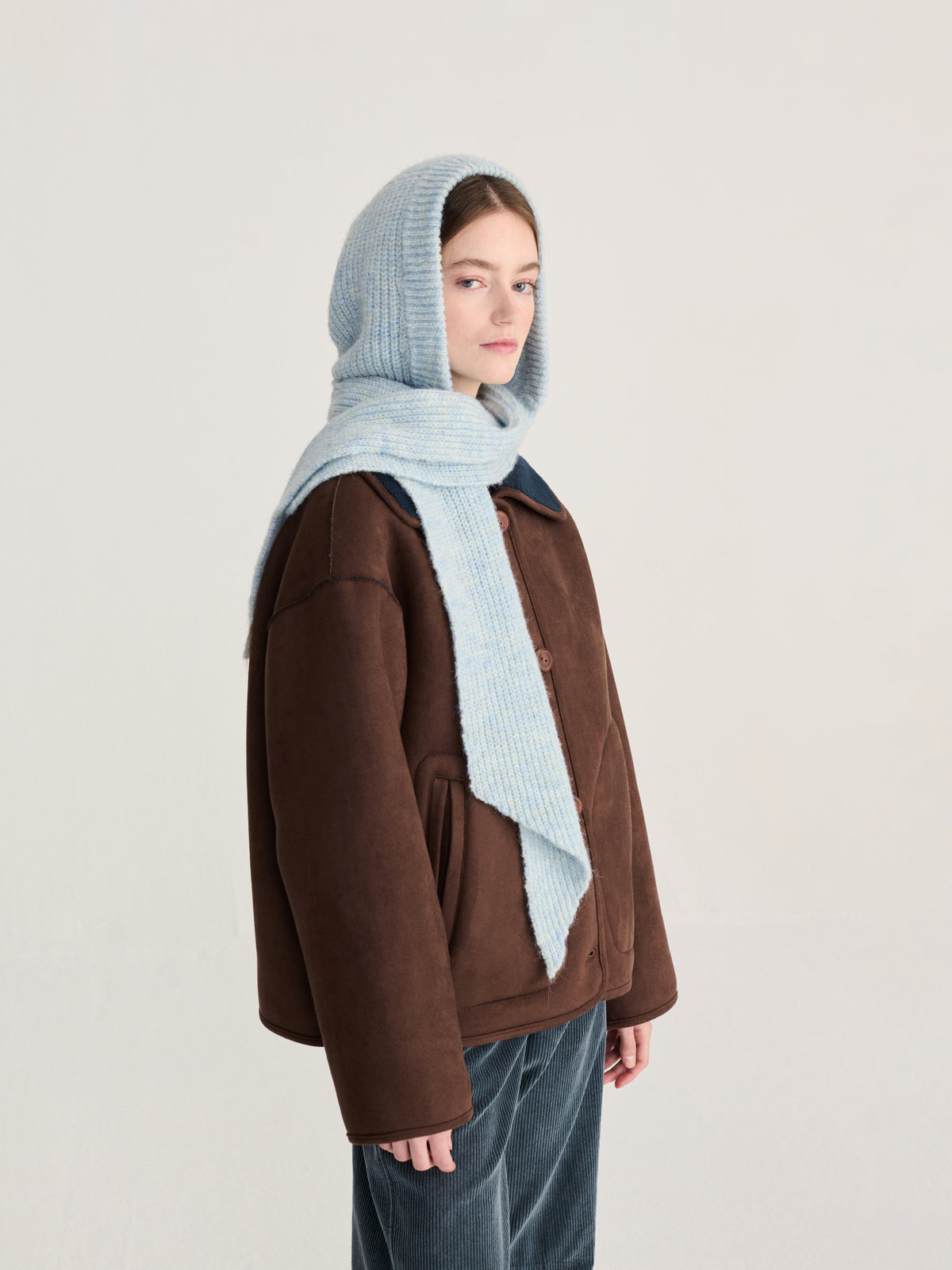 Light Blue Hooded Scarf Womens Soft Light Knit Hooded Scarf Womens Headwear Bobo Choses 