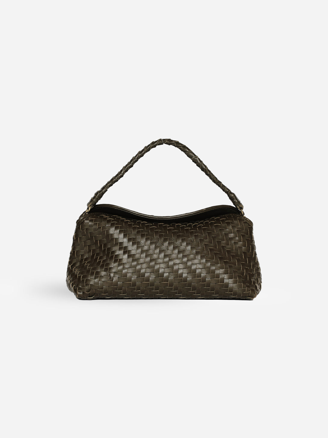 Olive Mini Cheri Bembien Small Woven Leather Hand Bag 