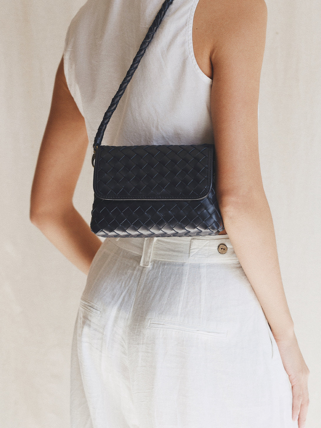 Navy Mini Madeline Bembien Leather Bags Womens Shoulder Bag 