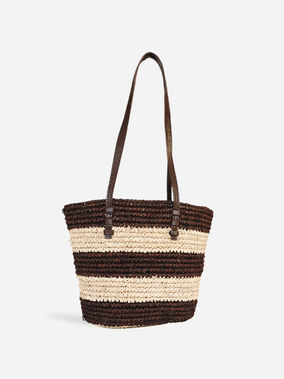 Brown Stripe Mini Bieno Woven Womens Handbag Bembien 