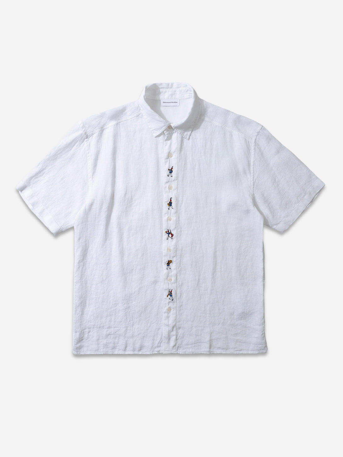 Plain White Brass Band Shirt Mens Woven Short Sleeve Button Up Shirt Edmmond 
