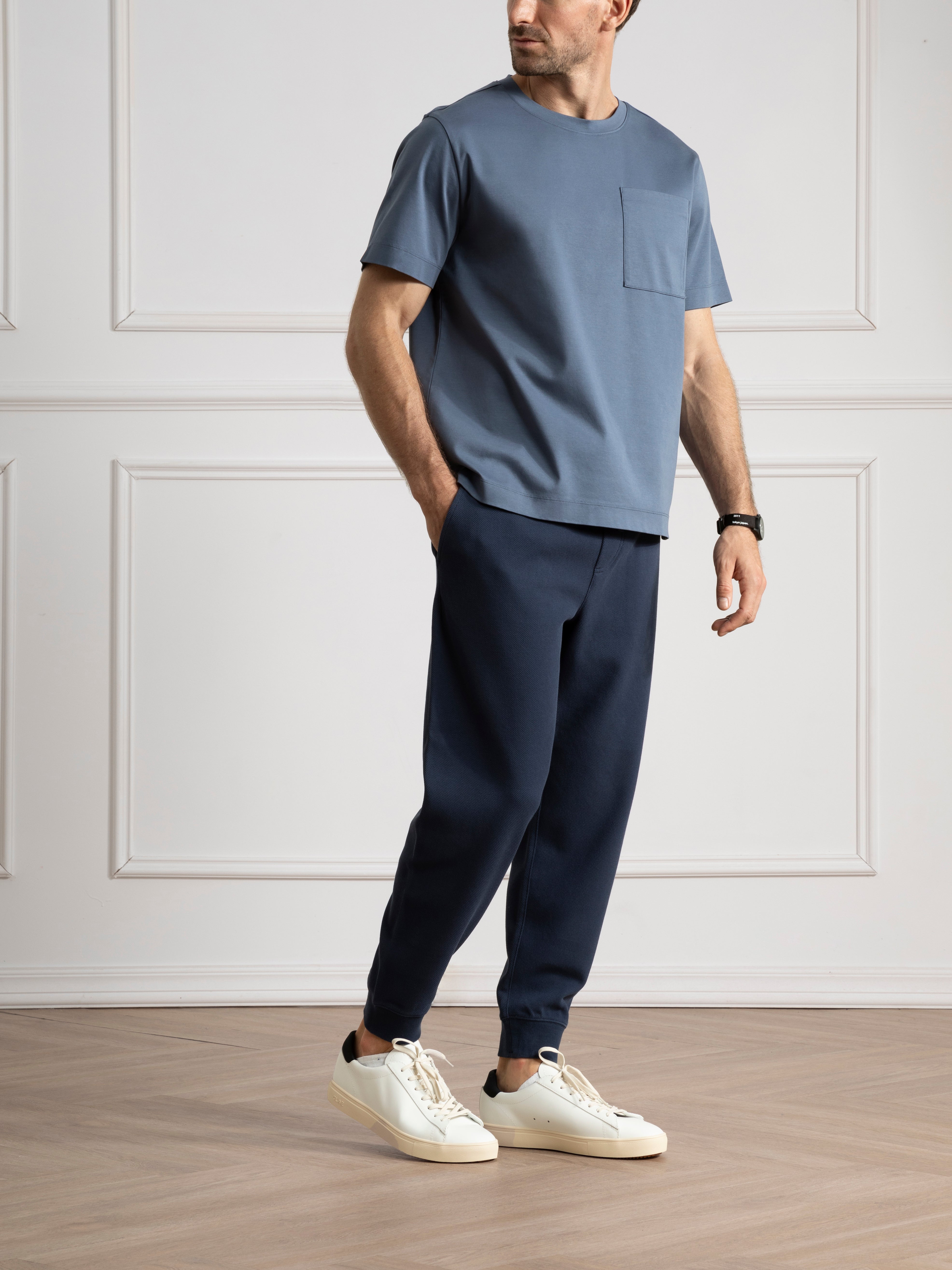 Vintage Indigo Baseile Pocket Tee Mens Relaxed Fit Tee Mens Stretch Tee Short Sleeve Summer Shirt Chest Pocket 