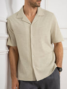 Silver Birch Rockaway Slub Waffle Shirt Mens Camp Collar Short Sleeve Waffle Knit 