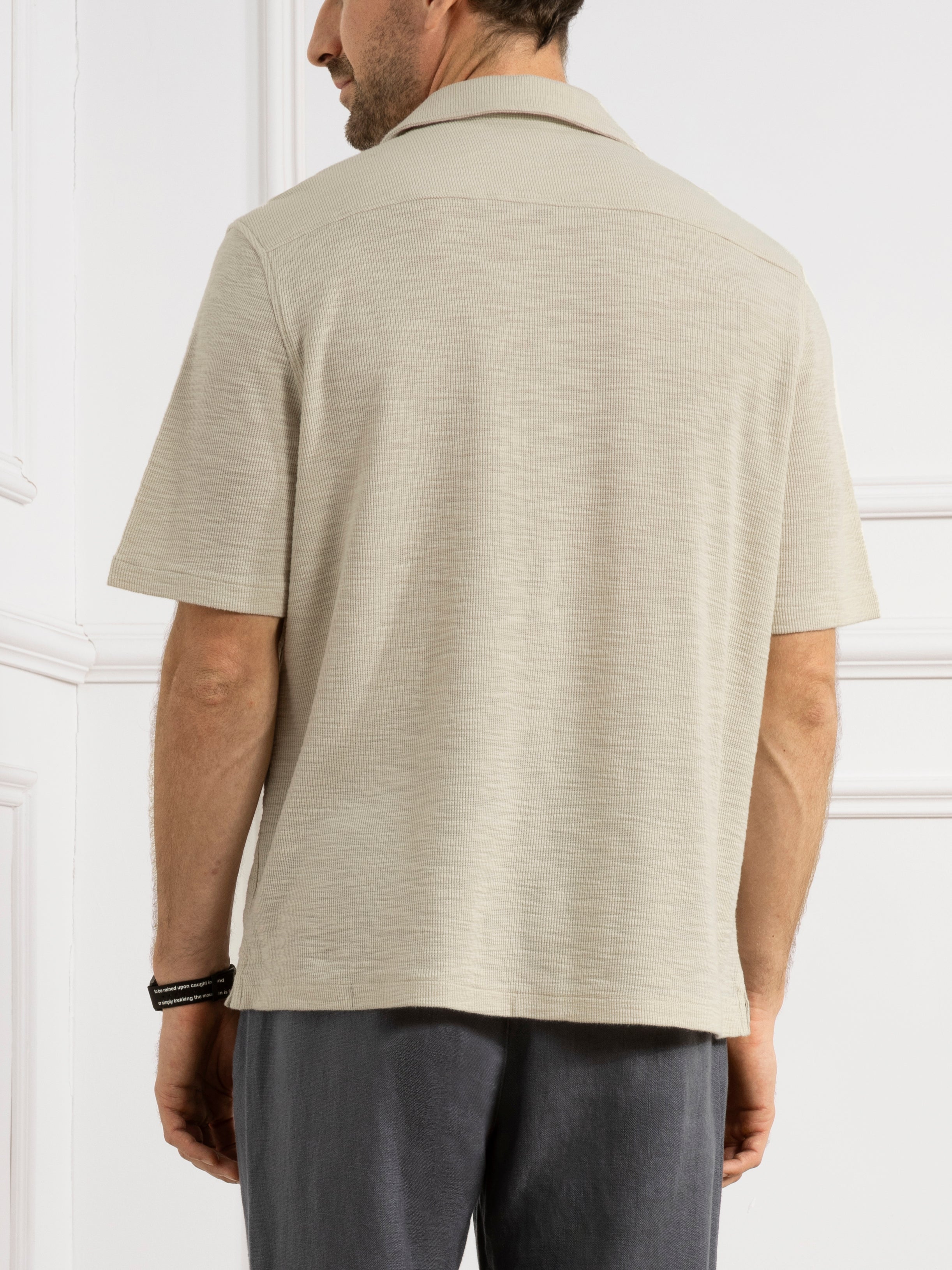 Silver Birch Rockaway Slub Waffle Shirt Mens Camp Collar Short Sleeve Waffle Knit 