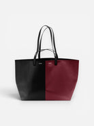Black/Burgundy Pratique M Cuir/PVC Color Contrast Tote Bag Cahu 