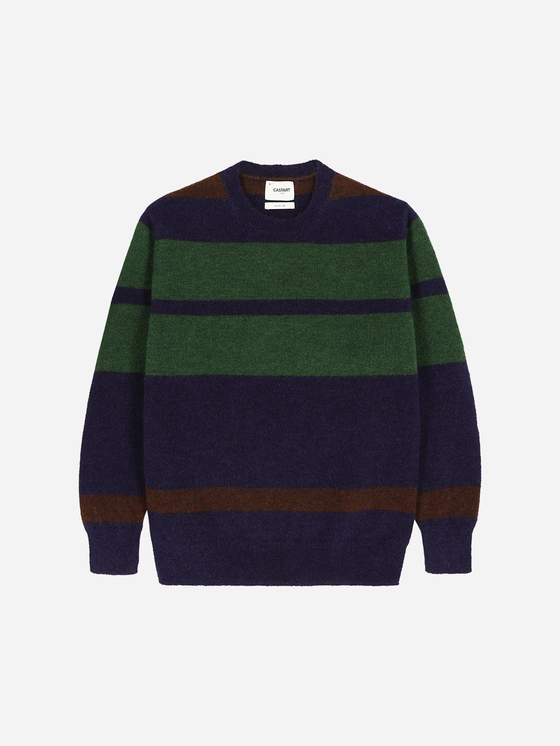 Purple Subway Knitwear Mens Pullover Sweater Crewneck Castart Striped Alpaca Sweater