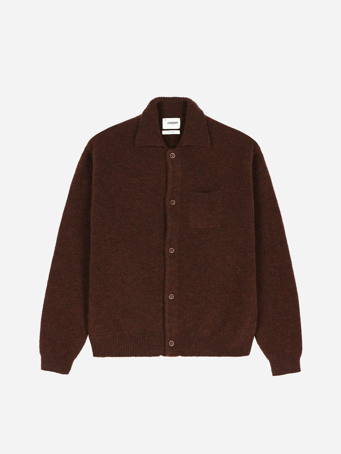 Brown Veer Knitwear Mens Knit Button Up Collared Alpaca Fabric Knitwear Brown Cardigan