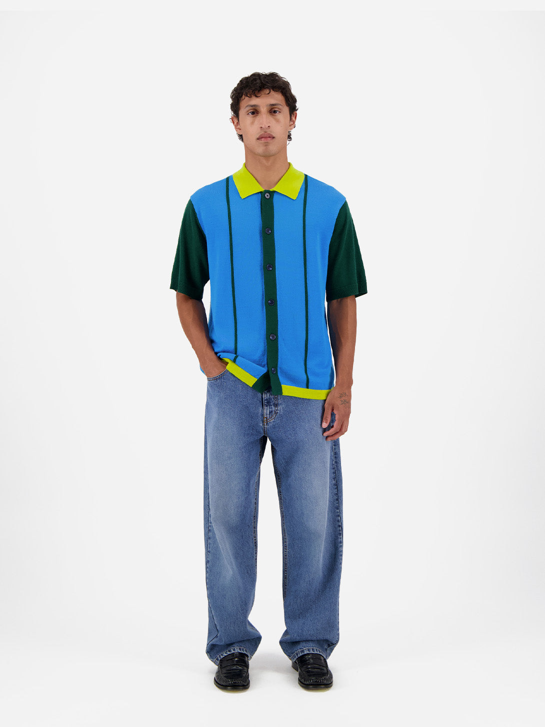 Blue Grandstand Knitwear Mens Knit Short Sleeve Polo Castart Clothing 