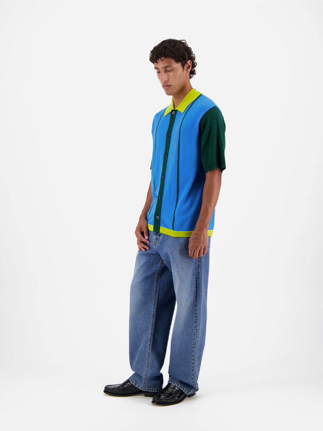 Blue Grandstand Knitwear Mens Knit Short Sleeve Polo Castart Clothing 