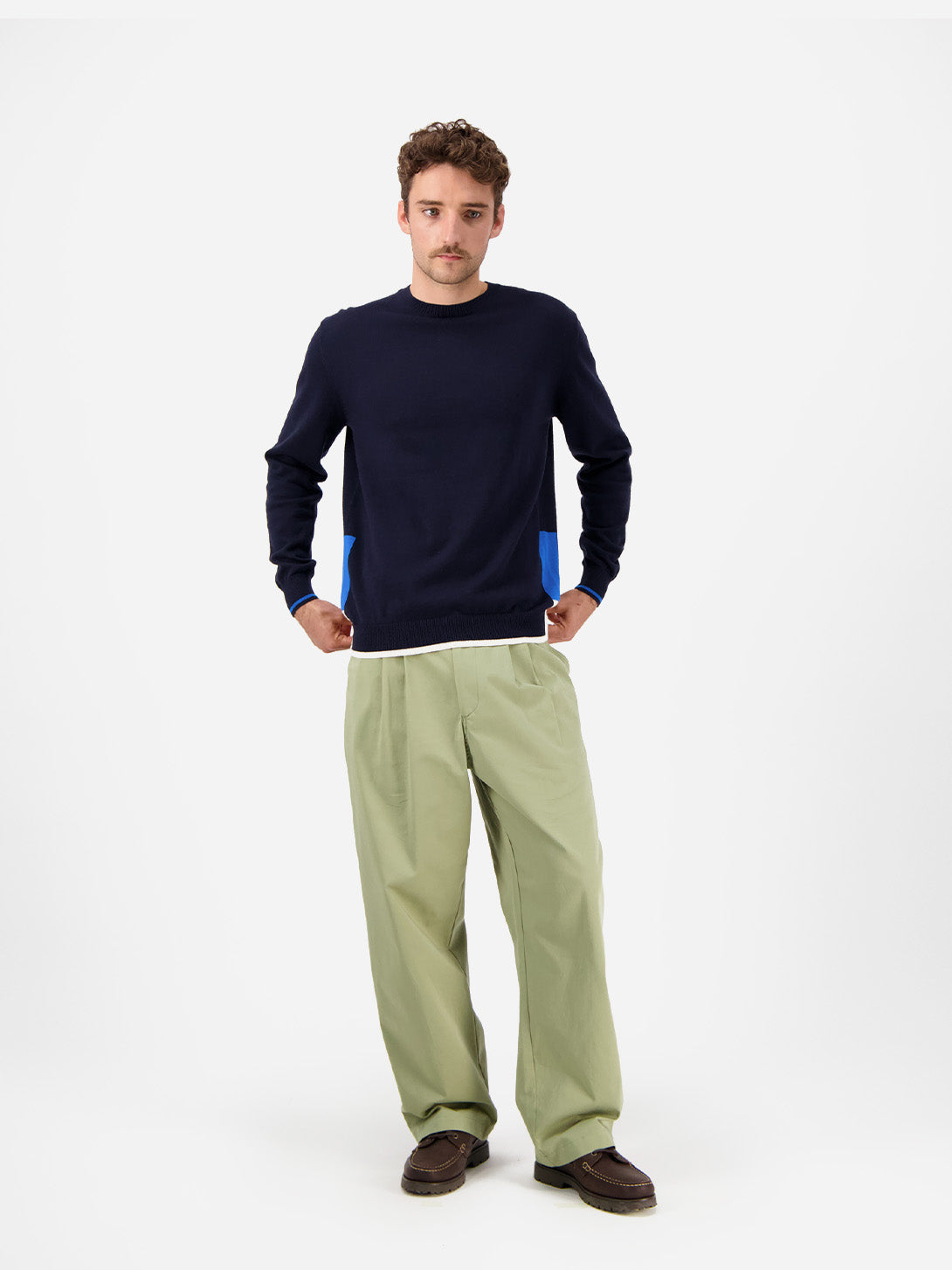 Navy Trapeze Knitwear Mens Navy Pullover Crewneck Shirt Castart Clothing 