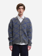 Grey Odell Knitwear Mens Striped Cardigan Castart Clothing