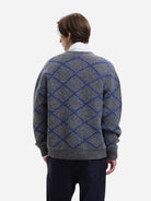 Grey Odell Knitwear Mens Striped Cardigan Castart Clothing