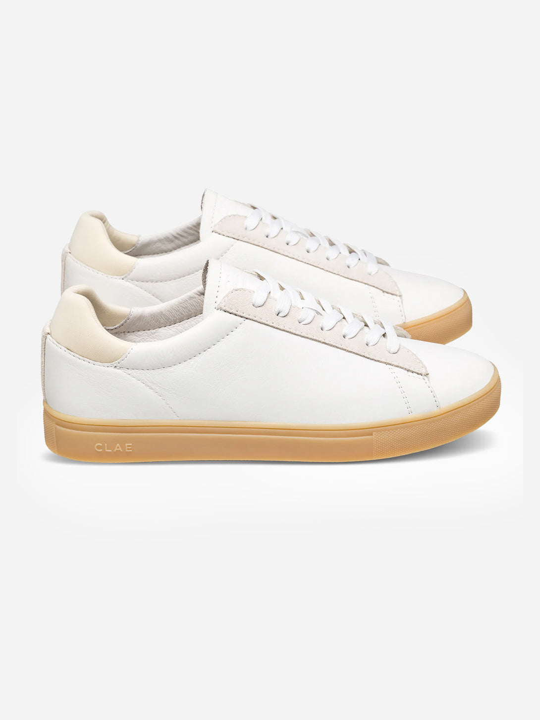 White Off White Light Nat Bradley Leather Suede Clae Sneakers Clae Los Angeles 