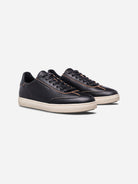 Black Leather Raw Edge Deane Mens Seasonal Sneaker Two Toned