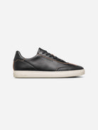 Black Leather Raw Edge Deane Mens Seasonal Sneaker Two Toned