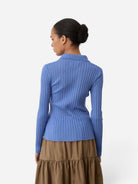 Lavender Blue Dome Diarte Womens Collared Sweater 