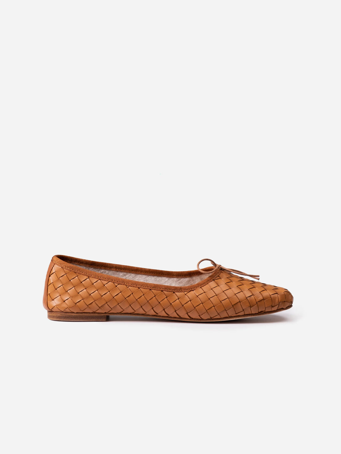 Tan Nappa Woven Quadra Eledera Woven Shoes Womens Flats 