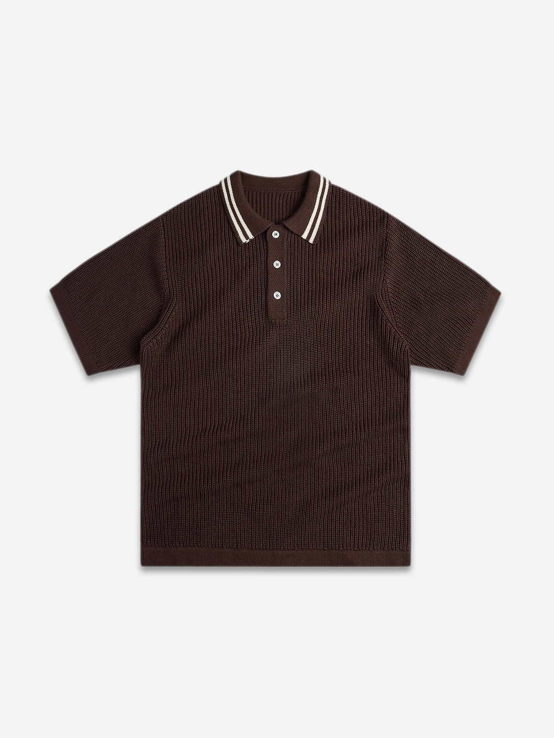 Demitasse English Rib Short Sleeve Polo Mens Short Sleeve Knit Brown Polo 