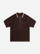 Demitasse English Rib Short Sleeve Polo Mens Short Sleeve Knit Brown Polo 