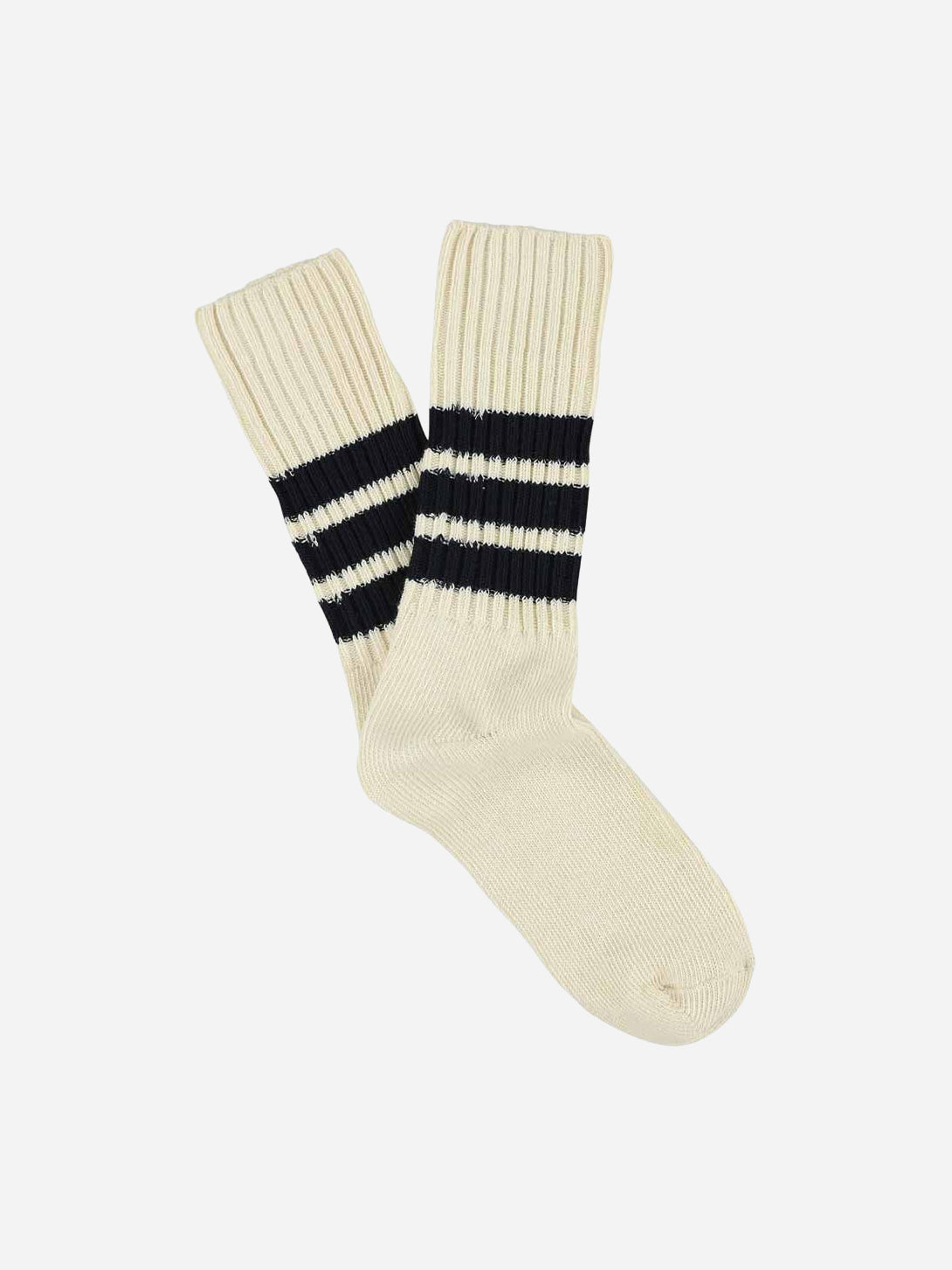 Ecru/Blue Crew Stripes Socks Unisex Long Socks Escuyer 
