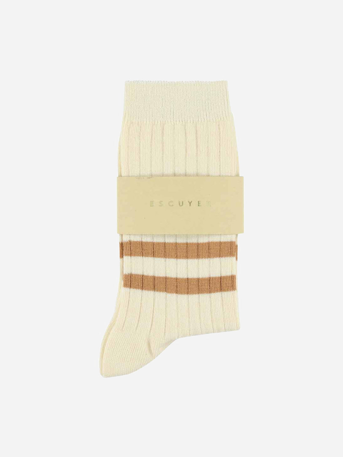 Ecru/Pink Women Stripes Womens Long Socks Escuyer 