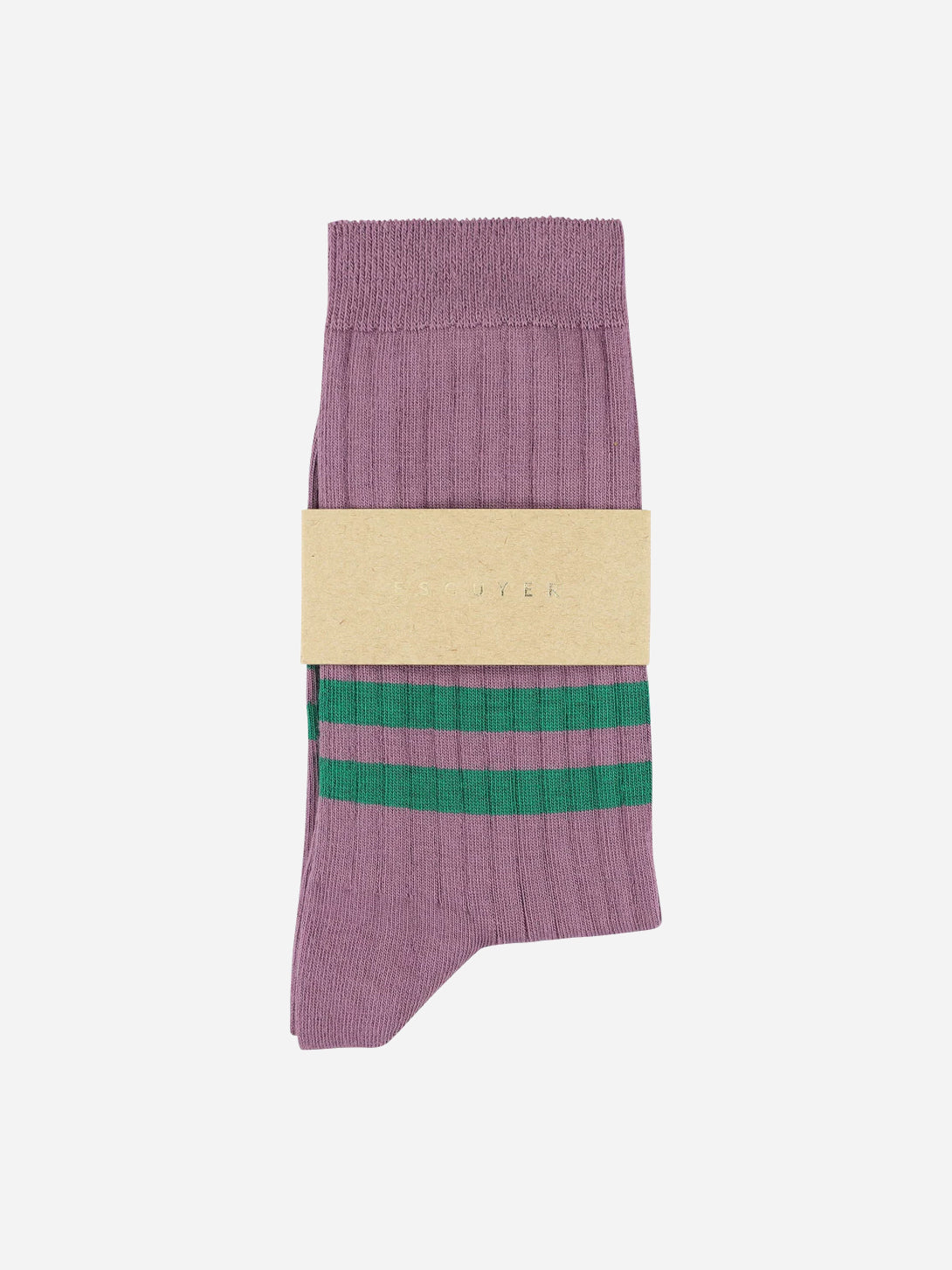 Purple/Green Women Stripes Womens Long Socks Escuyer 
