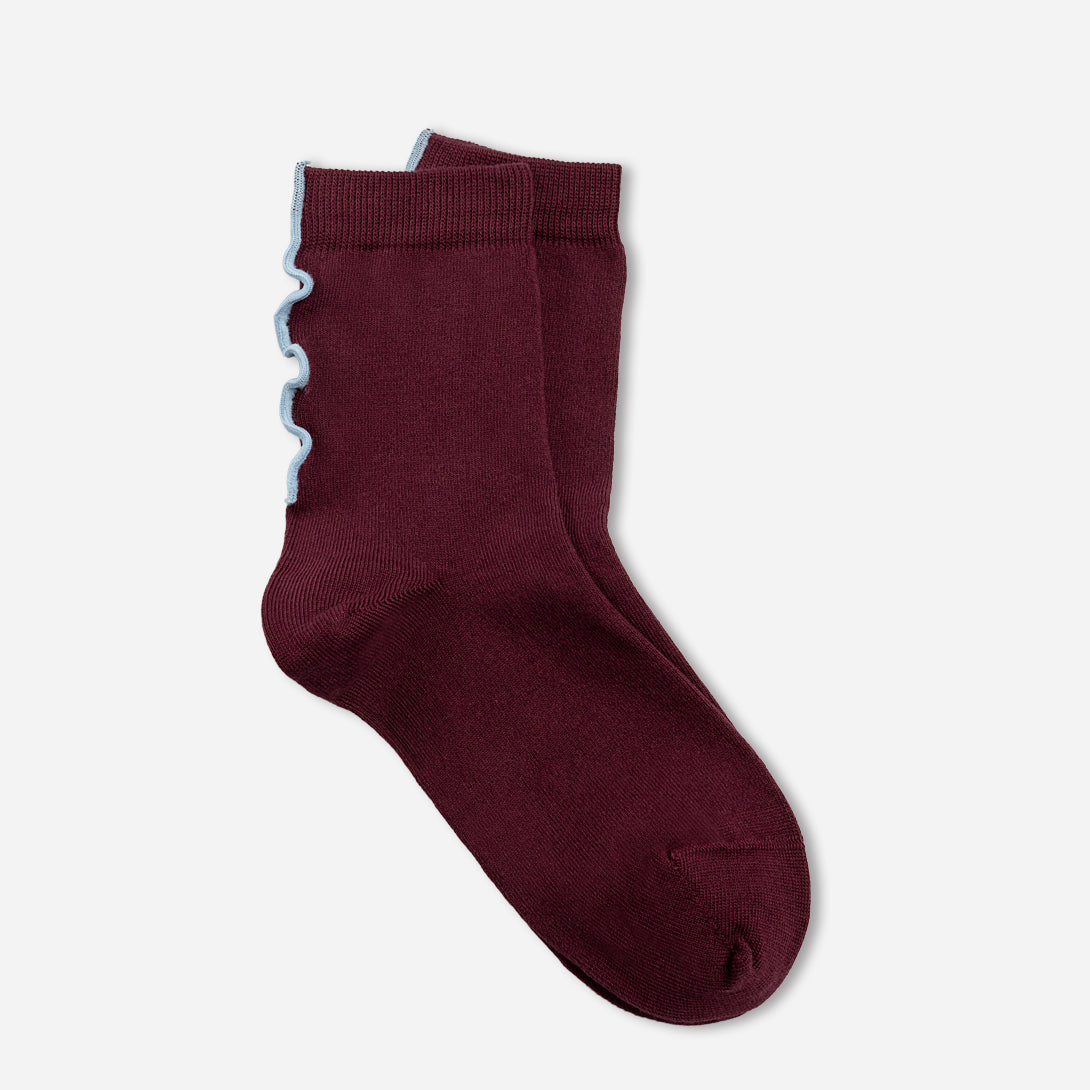Ruby Wine Crew Sock Womens High Sock Two Toned Color