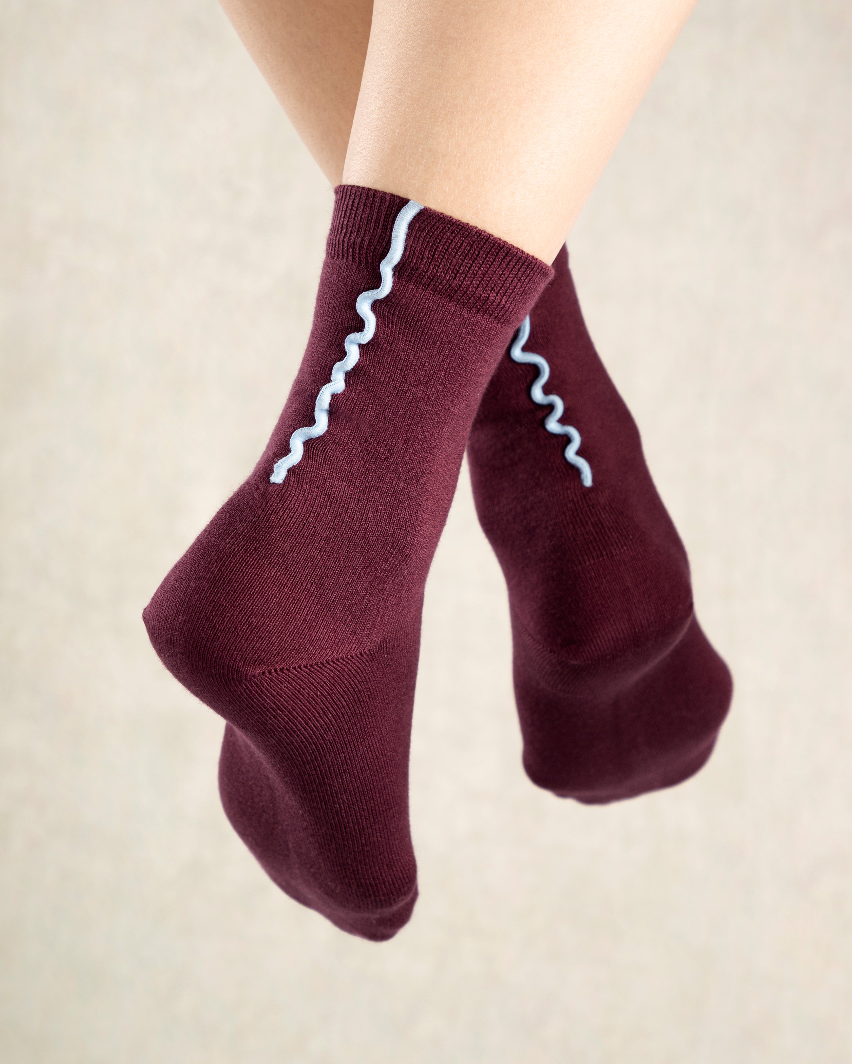 Ruby Wine Crew Sock Womens High Sock Two Toned Color