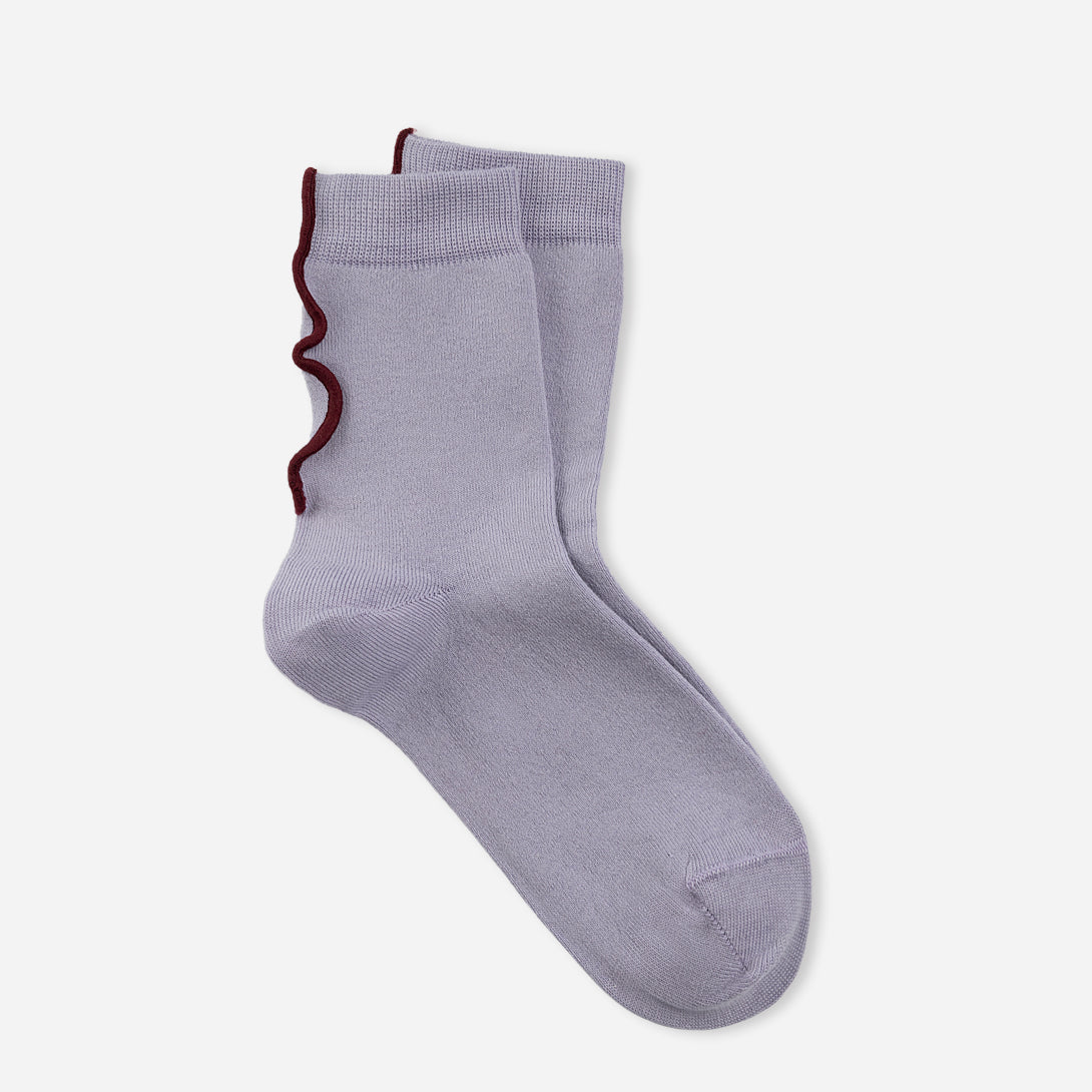 Misty Lilac Crew Sock Womens High Sock Two Toned Color