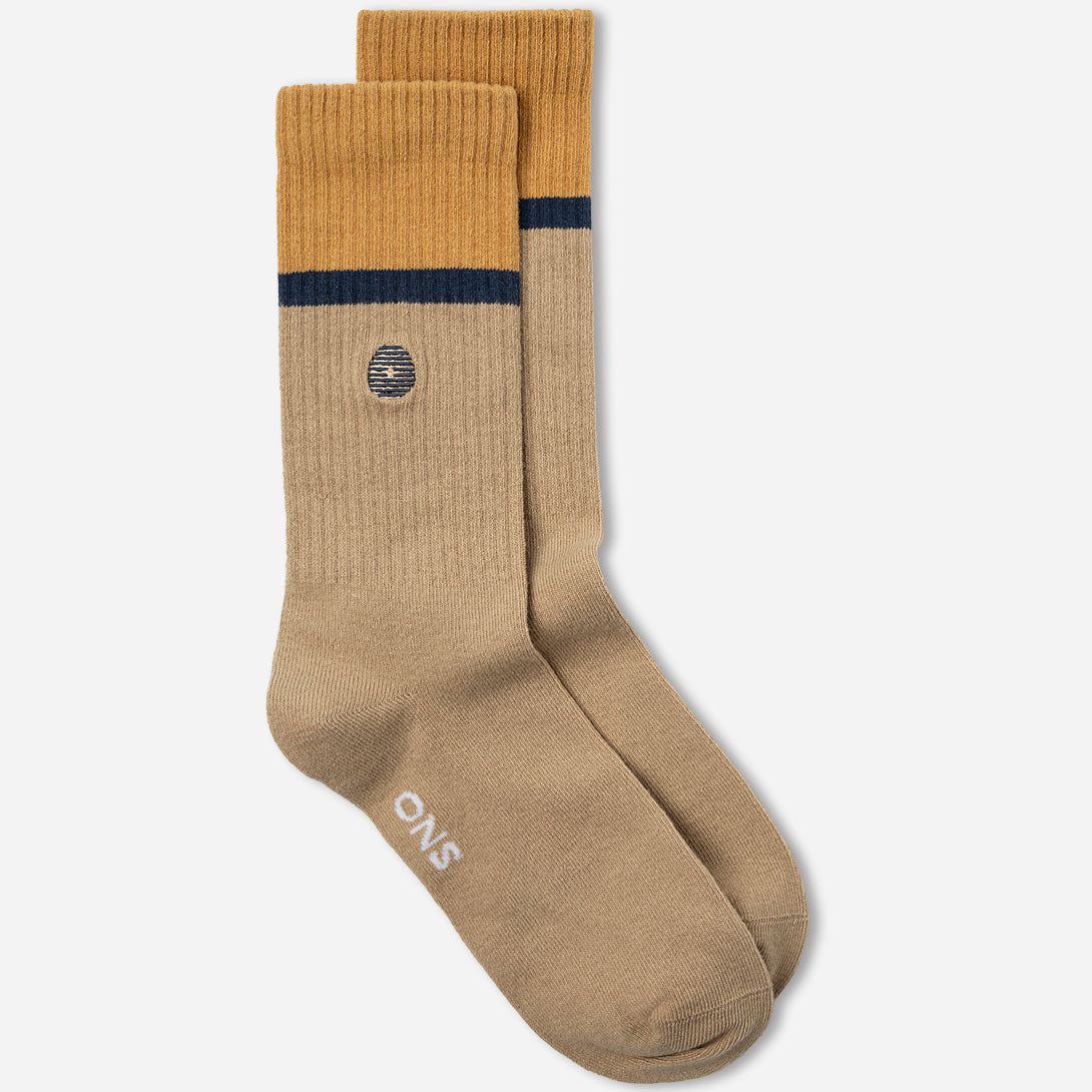 Khaki/Lark Stripe ONS Stripe Socks Logo Stretch