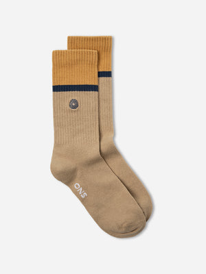 Khaki/Lark Stripe ONS Stripe Socks Logo Stretch