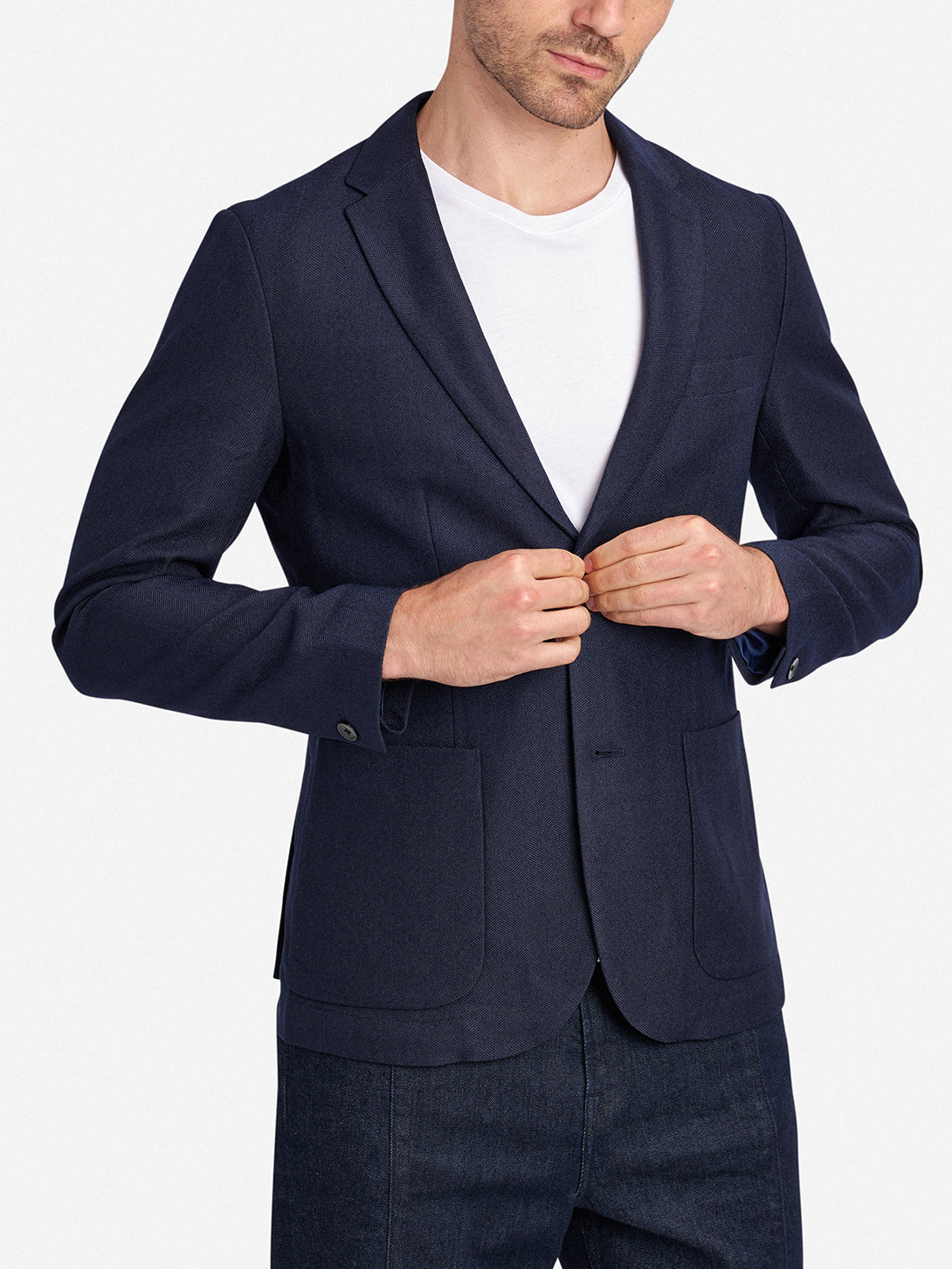 Mens navy hot sale herringbone blazer