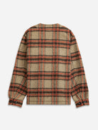 Khaki Olive Orange Check Fiske Checkered Flannel Soft Warm Mens Fall Winter Jacket