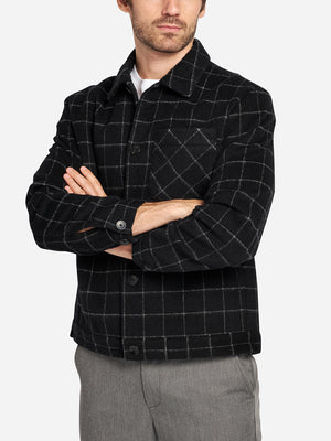 Black White Check Truxton Checkered Flannel Mens Collared Jacket