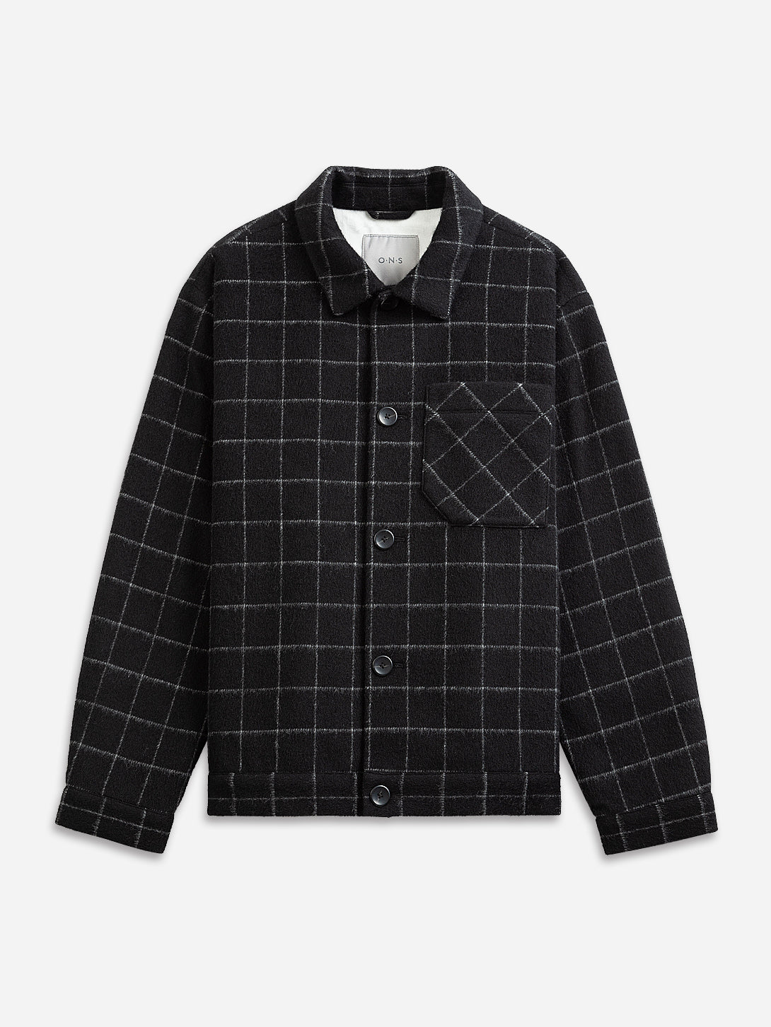 Black White Check Truxton Checkered Flannel Mens Collared Jacket