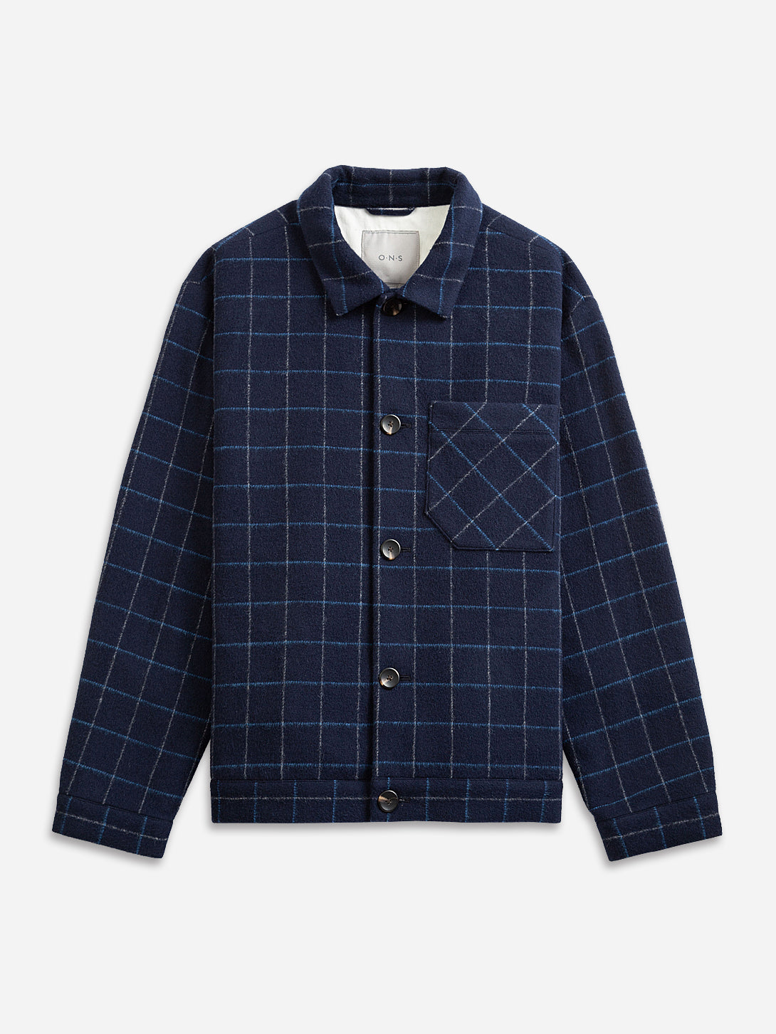 Navy White Check Truxton Checkered Flannel Mens Collared Jacket