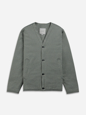 Blue/Green/Brown Houndstooth Crescent Check Padded Jacket