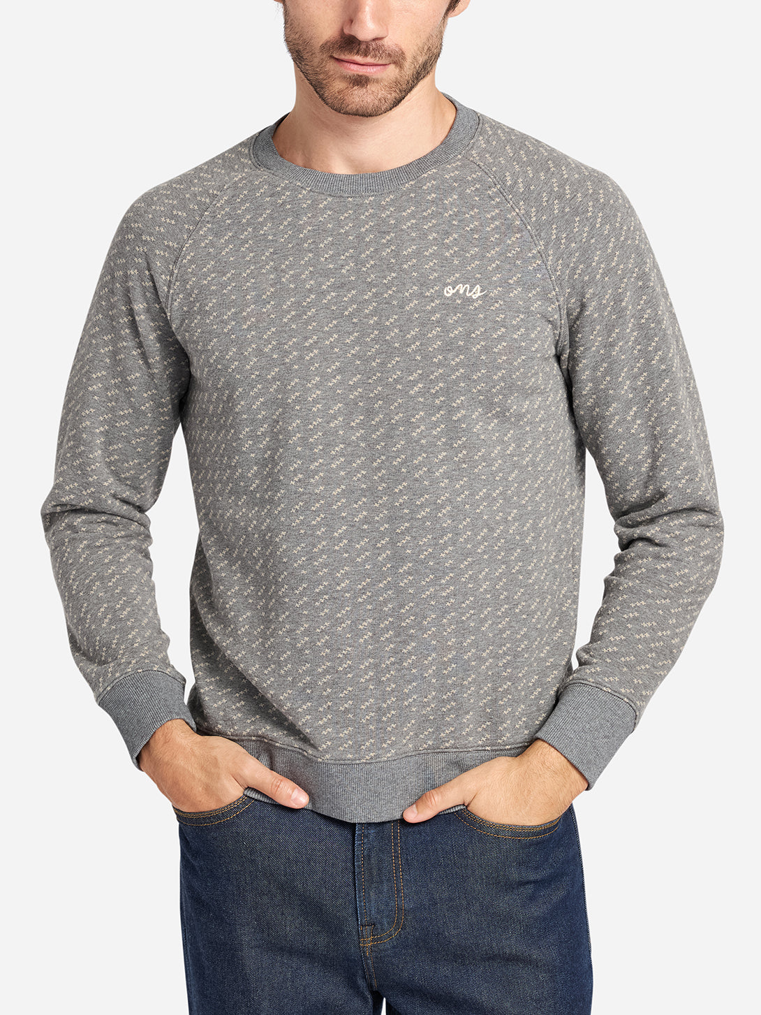 Dark Shadow Heather Mens Deon Terry Pullover Sweatshirt