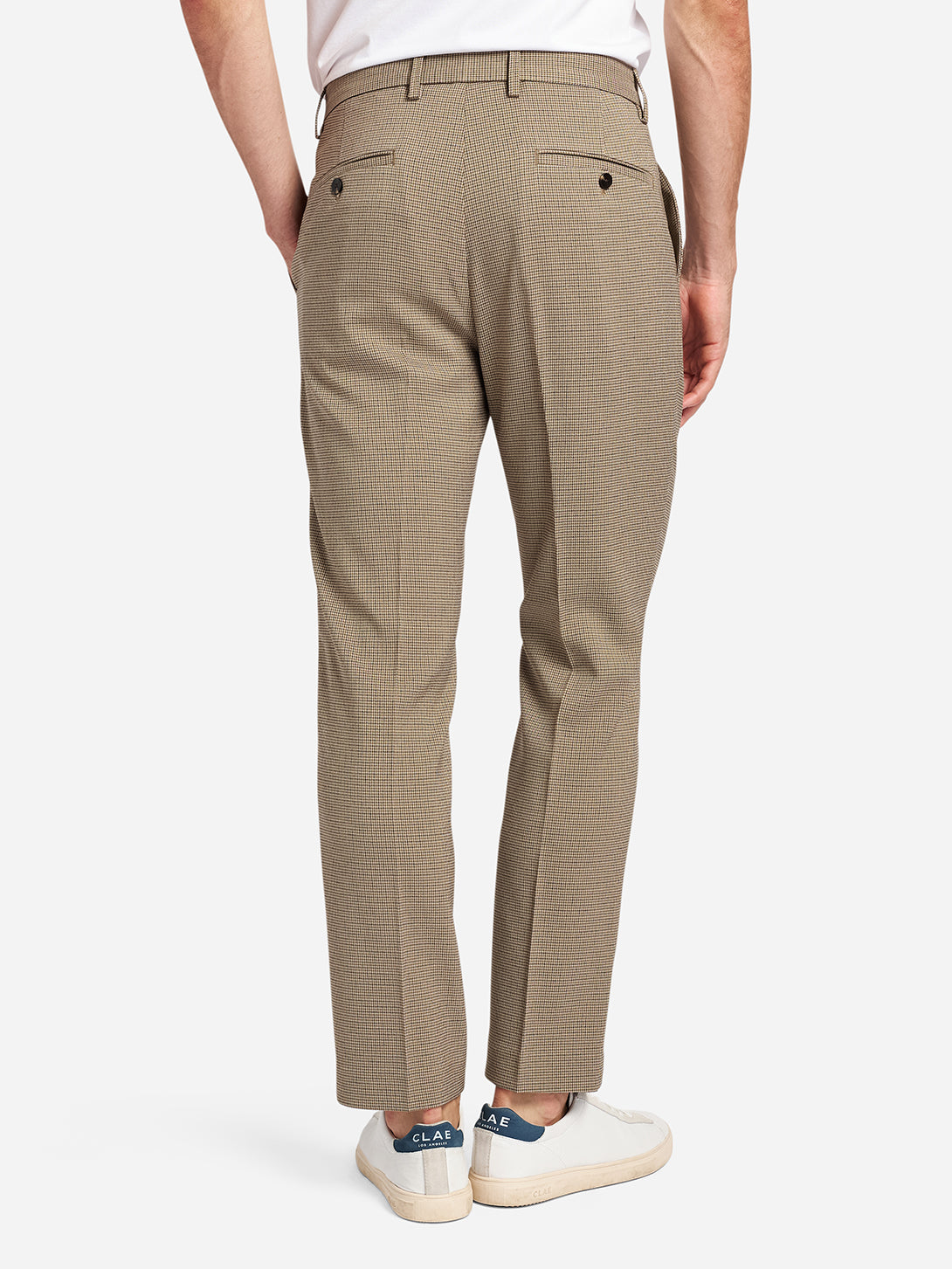 Khaki/Grey Houndstooth Niles Patterned Trousers Mens Chino Pants