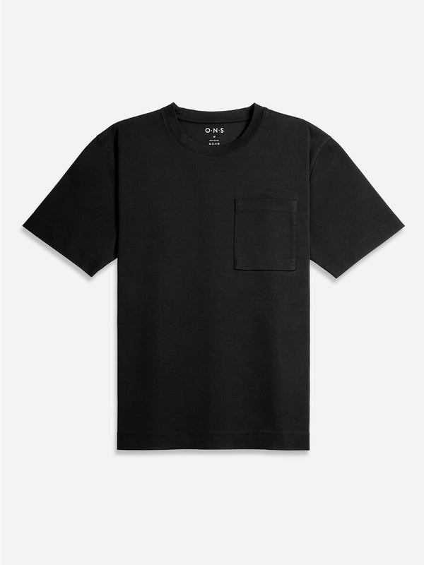 Black Baseile Pocket Tee Men's O.N.S Boxy Cut T-Shirt