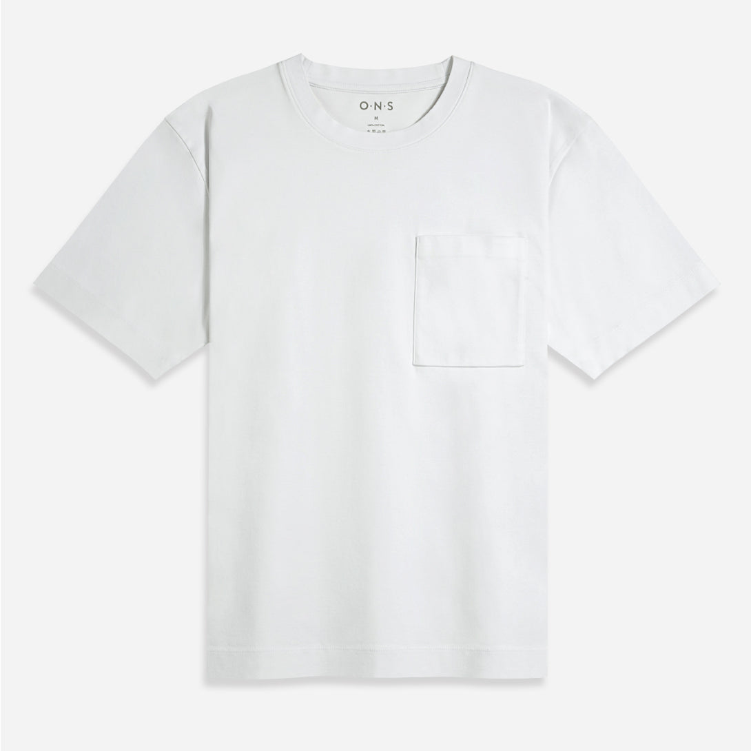 Bright White Baseile Pocket Tee Men's O.N.S Boxy Cut T-Shirt