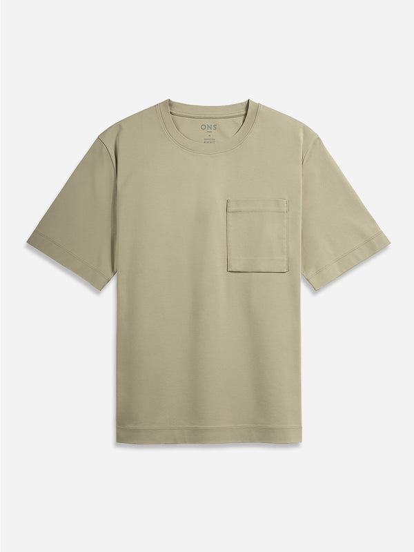 Khaki Baseile Pocket Tee Men's O.N.S Boxy Cut T-Shirt